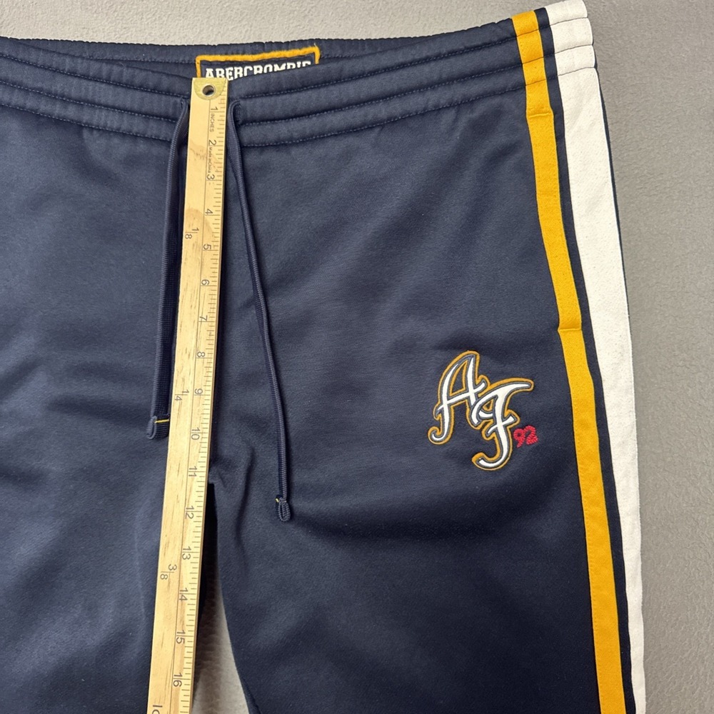 VTG Abercrombie & Fitch Sweat Pants Mens Sz L (40x29) Blue Track Zip Striped Y2K - Picture 4 of 10